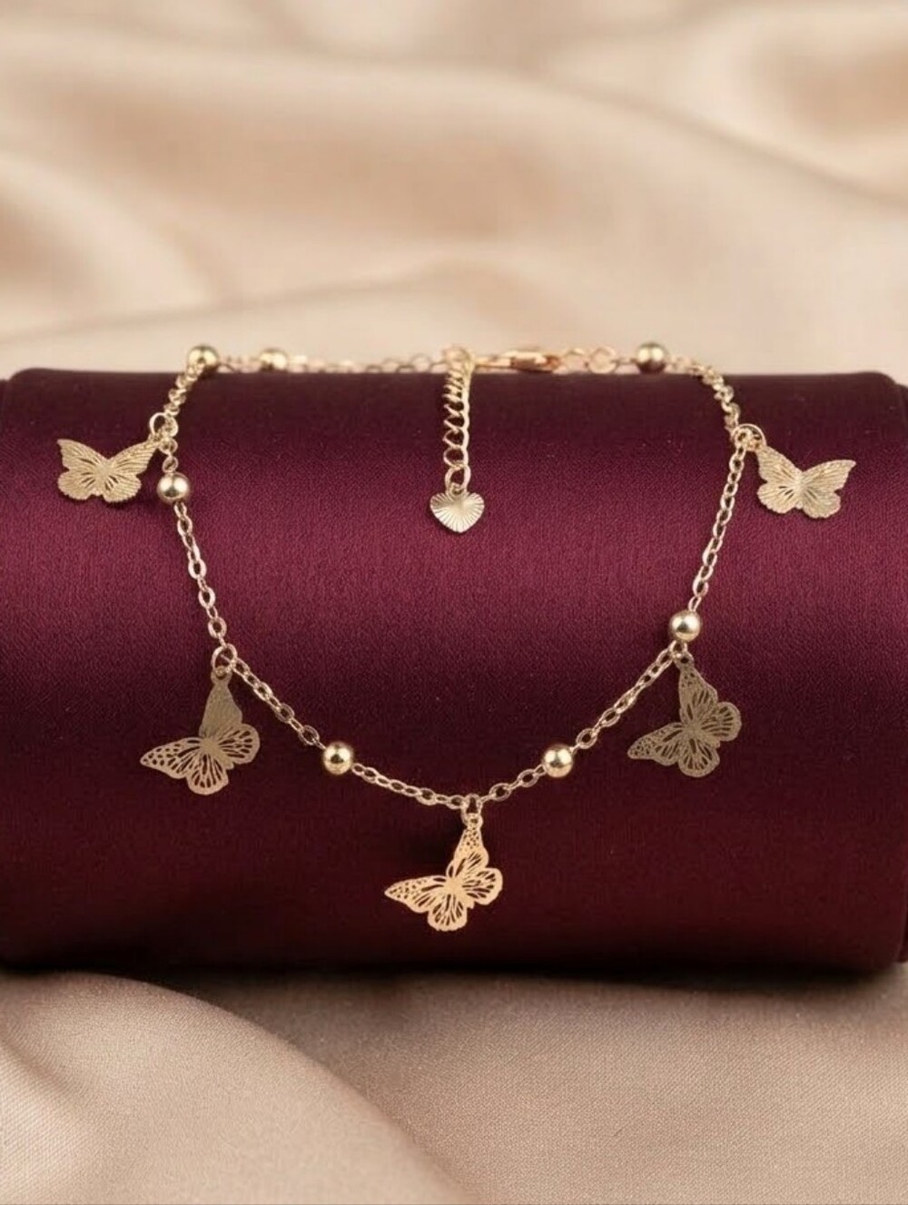 Gold Filled Butterfly Charm Bracelet  7" + 2.5" Extender.